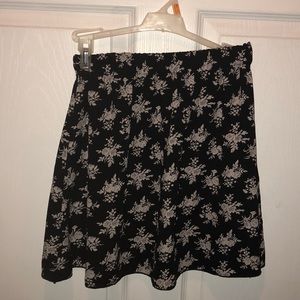 Black and white floral skater skirt